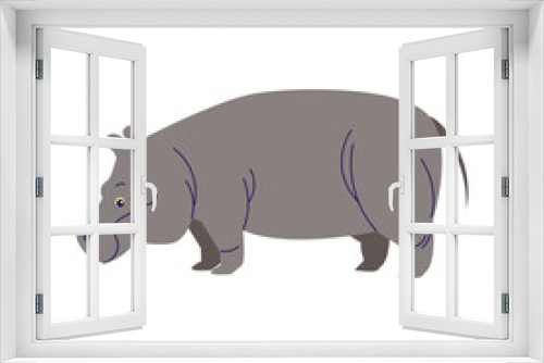 Fototapeta Naklejka Na Ścianę Okno 3D - Hippo Cartoon Style Illustration