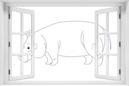 Fototapeta Naklejka Na Ścianę Okno 3D - Hippo Outline Illustration