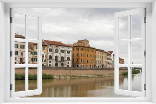 Fototapeta Naklejka Na Ścianę Okno 3D - Arno River and waterfront buildings, Pisa