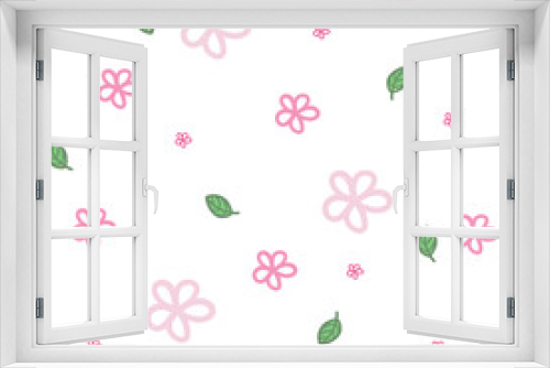 Fototapeta Naklejka Na Ścianę Okno 3D - Spring pattern with pink flowers on transparent background