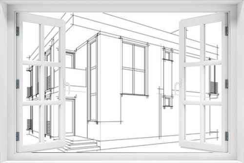 Fototapeta Naklejka Na Ścianę Okno 3D - architectural drawing vector 3d illustration
