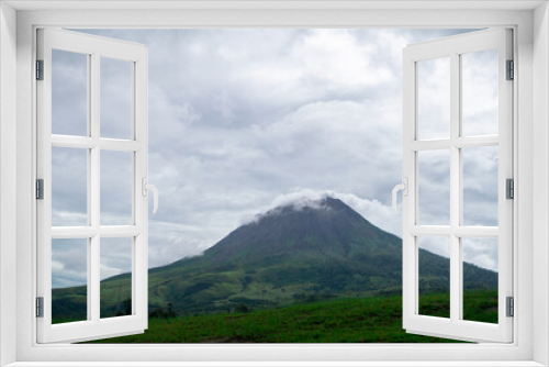 beautiful view of Mount Sinabung in the afternoon