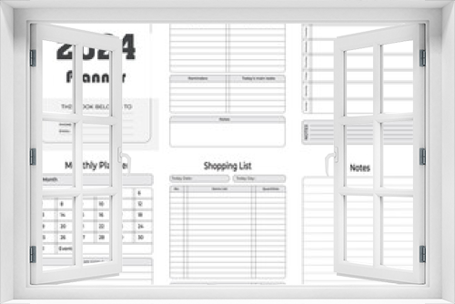 Editable 2024 Daily Weekly and Monthly Planner Kdp Interior printable template Design.