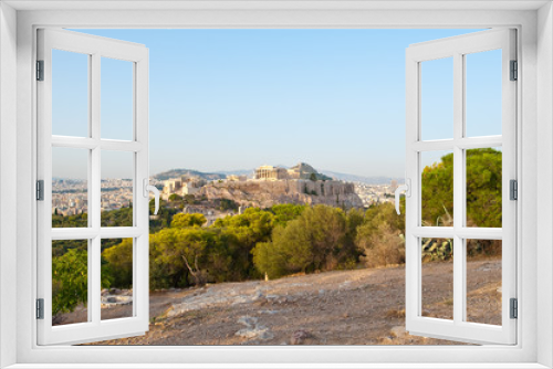 Fototapeta Naklejka Na Ścianę Okno 3D - Acropolis of Athens, view from Filopappos Hill. Athens, Greece.