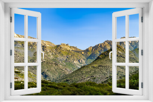 Fototapeta Naklejka Na Ścianę Okno 3D - Landscape view of Mountains with bridge from the valley,  from Al Hada , Taif ,Saudi Arabia