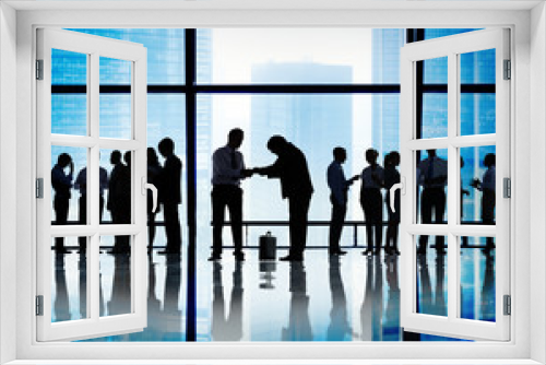 Silhouette Group of Business People Greeting Concept