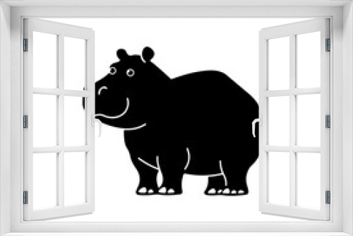 Fototapeta Naklejka Na Ścianę Okno 3D - Cute Peaking Hippo Logo Monochrome Design Style