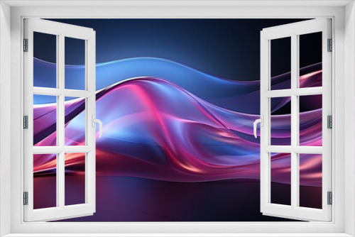 Shining pink and blue waves on dark as abstract background for your project. Created with Ai