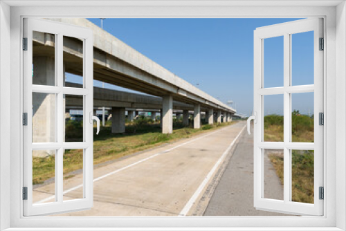 Fototapeta Naklejka Na Ścianę Okno 3D - Motorway Expressway Drone shot of scenic landscape rural place