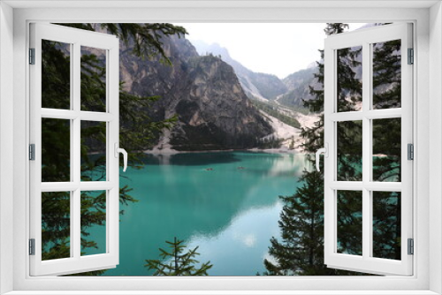 Fototapeta Naklejka Na Ścianę Okno 3D - Lago di Braies, Braies lake, Pragser wildsee in Trentino Alto Adige, Dolomites mountains, South Tyrol, Italy.  Fanes-Sennes-Braies national park. 