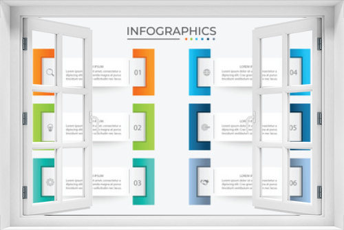 Timeline infographic design element and number options. Business concept with 6 steps.