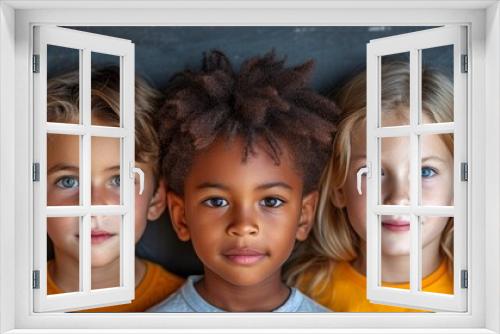 A diverse group portrait of cheerful and happy children, reflecting the joy of friendship.