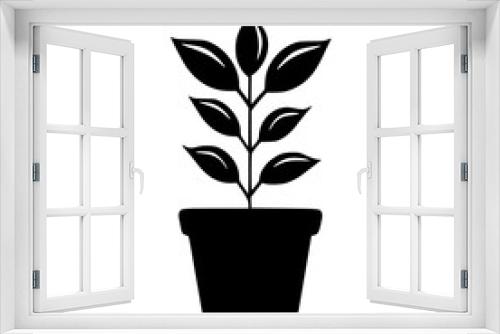 Fototapeta Naklejka Na Ścianę Okno 3D -  leaf vector, herb silhouette, silhouette plant, silhouette flower, silhouette floral, plantpot, leaf, tree, plant, nature, vector, bamboo, pattern, branch, silhouette, floral, flower, design, illustr