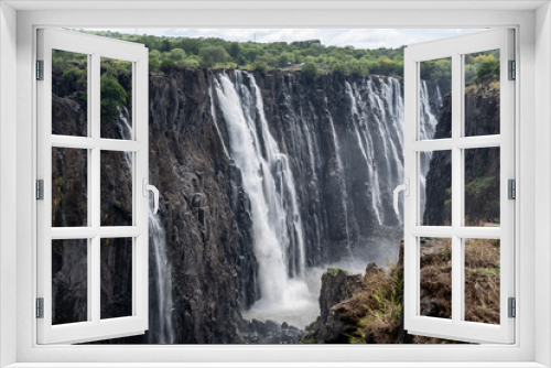 Fototapeta Naklejka Na Ścianę Okno 3D - beautiful landscape with Victoria Falls against the sky in Zimbabwe