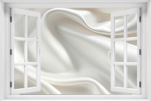 Elegant White Satin Fabric Draped Gracefully With Soft Folds and Light Reflection