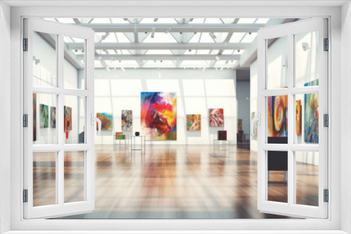 Blurred Gallery Exhibition: Contemporary Art Show in White Interior