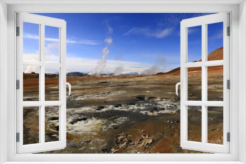 Fototapeta Naklejka Na Ścianę Okno 3D - Hverarönd is a hydrothermal site in Iceland with hot springs, fumaroles, mud ponds and very active solfatares. It is located in the north of Iceland