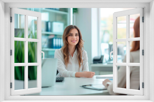  beautiful caucasian businesswoman indoors
