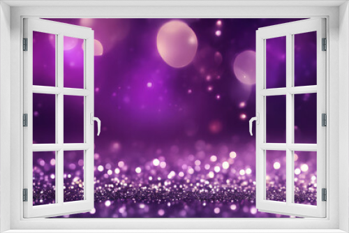 Glistening Glamour Gala: Glittering Bokeh and Shiny Metallic Accents Illuminate the Scene, Setting the Stage for a Luxurious Celebration - Abstract Purple & Silver Background