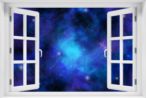 Fototapeta Naklejka Na Ścianę Okno 3D - 青紫の煌めく星空