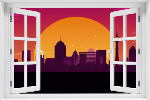 Nigeria Famous Landmarks Skyline Silhouette Style, Colorful, Cityscape, Travel and Tourist Attraction