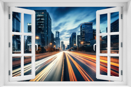 Reflections of City Lights in Water, Beautiful City Skyline Illuminated at Night