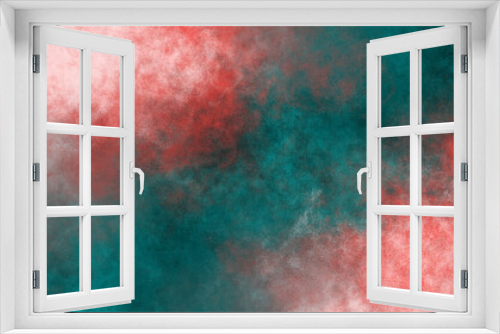 Fototapeta Naklejka Na Ścianę Okno 3D - Red Teal powder and smoke,vintage grunge.ethereal nebula space.dreamy atmosphere.clouds or smoke horizontal texture galaxy space vector desing spectacular abstract burnt rough.
