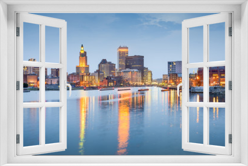 Fototapeta Naklejka Na Ścianę Okno 3D - Providence, Rhode Island, USA Skyline on Providence River