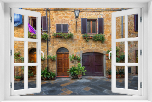 Fototapeta Naklejka Na Ścianę Okno 3D - Toscania , Włochy,  Multipulcjano, fragment zabudowy