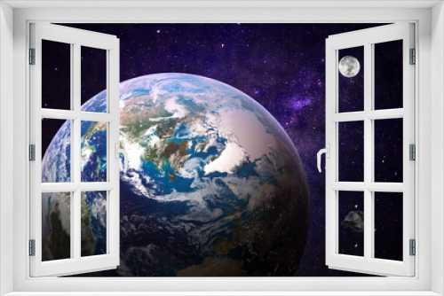 Fototapeta Naklejka Na Ścianę Okno 3D - galaxy blue earth rock and moon space