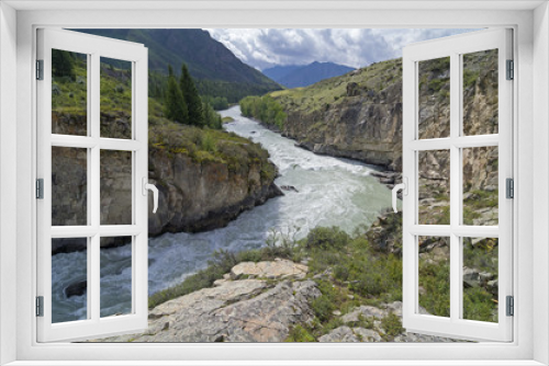Fototapeta Naklejka Na Ścianę Okno 3D - Rapids on mountain river