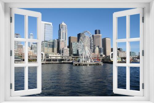 Fototapeta Naklejka Na Ścianę Okno 3D - Skyline von Seattle mit Riesenrad
