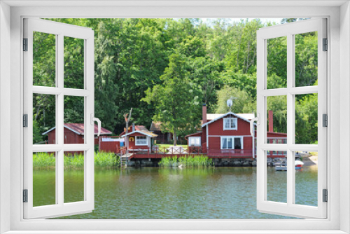 Fototapeta Naklejka Na Ścianę Okno 3D - Sweden, picturesque house on a little island near Stockholm