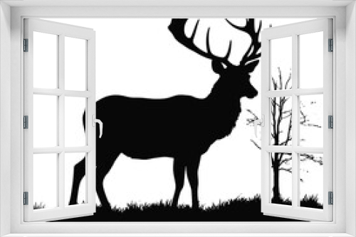 Fototapeta Naklejka Na Ścianę Okno 3D - deer Silhouette 