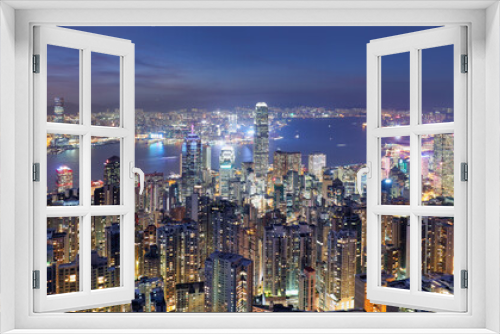 Fototapeta Naklejka Na Ścianę Okno 3D - China - Hong Kong cityscape at night