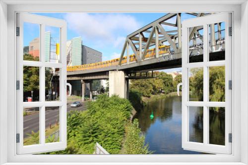 Fototapeta Naklejka Na Ścianę Okno 3D - river and train bridge (möckernbrücke ) in berlin in germany 