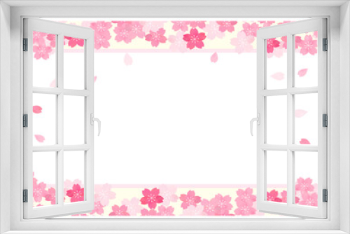 Fototapeta Naklejka Na Ścianę Okno 3D - 桜の花が美しい春の桜フレーム背景38黄色