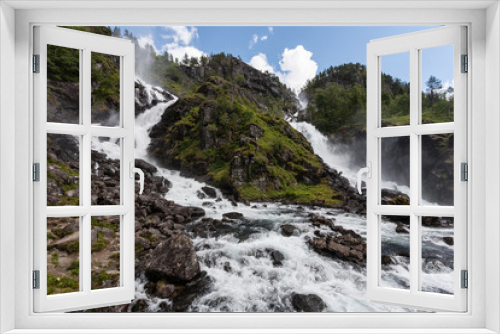 Fototapeta Naklejka Na Ścianę Okno 3D - Norway landscape with waterfall.