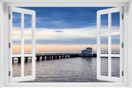 Fototapeta Naklejka Na Ścianę Okno 3D - Pier at sunset, Baltic Sea