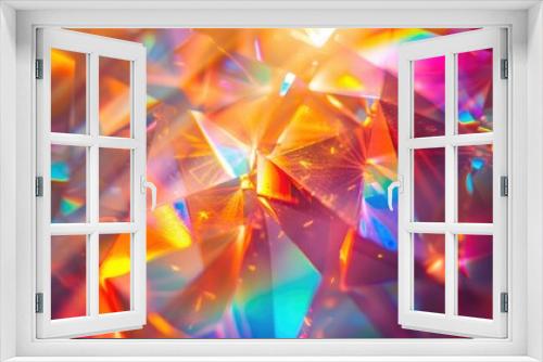 Shimmering crystals in a spectrum of colors under dynamic lighting, creating a vivid and enchanting visual effect