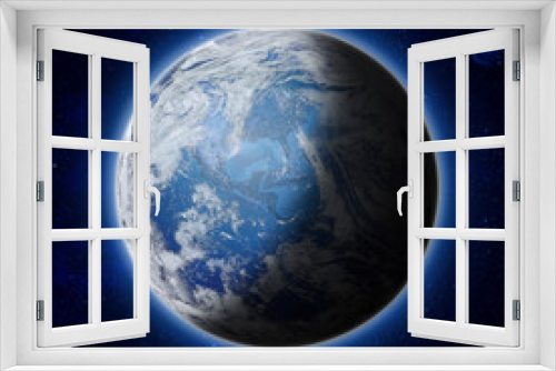 Fototapeta Naklejka Na Ścianę Okno 3D - Blue Planet Earth, Global World with clouds, star in sky, space.