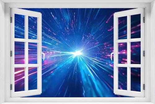 Explosive light burst illustration as dynamic background vivid of glowing energy and abstract space sense of power speed and futuristic design ideal for graphics related to technology science