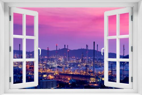 Fototapeta Naklejka Na Ścianę Okno 3D - oil refinery at twilight