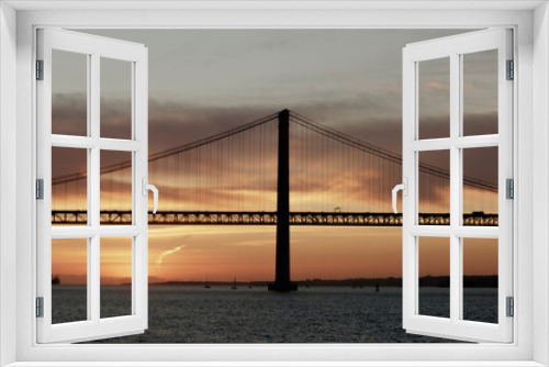 Fototapeta Naklejka Na Ścianę Okno 3D - Lisbon 25th (Ponte 25 de Abril) Tejo River Sunset
