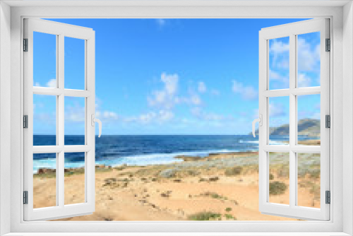 Fototapeta Naklejka Na Ścianę Okno 3D - Argentiera shoreline under a blue sky