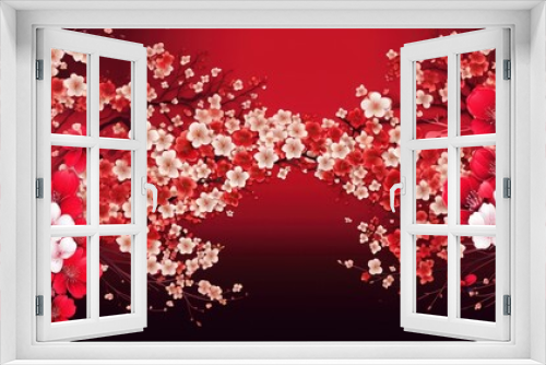 Chinese New Year banner template design with flower background.