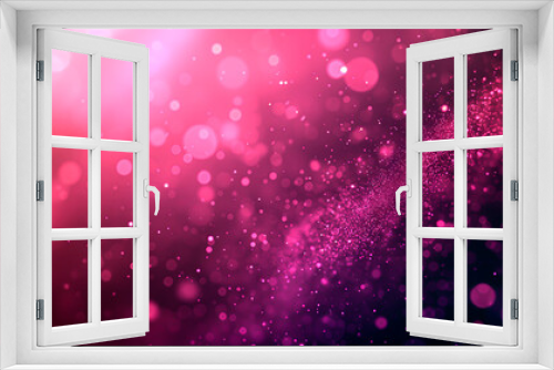 Abstract floating particles with pink and purple bokeh lights and with sparkling effect.