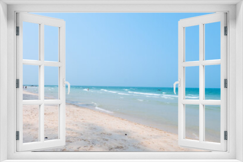 Fototapeta Naklejka Na Ścianę Okno 3D - Blue sea with white sand in summer.