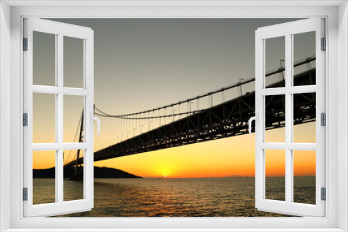 Fototapeta Naklejka Na Ścianę Okno 3D - 旅行のイメージ風景　明石海峡大橋