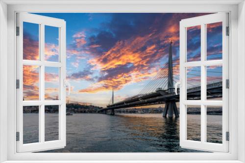 Fototapeta Naklejka Na Ścianę Okno 3D - Metro Bridge view over Golden Horn in Istanbul